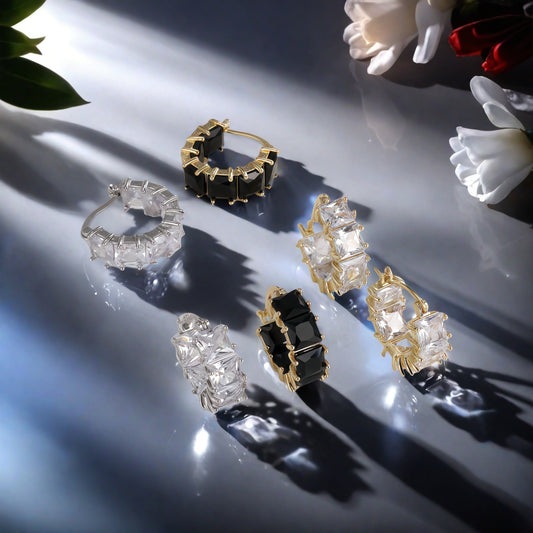 Crystal Zircon Ear Clips | Copper Electroplated Earrings for Women