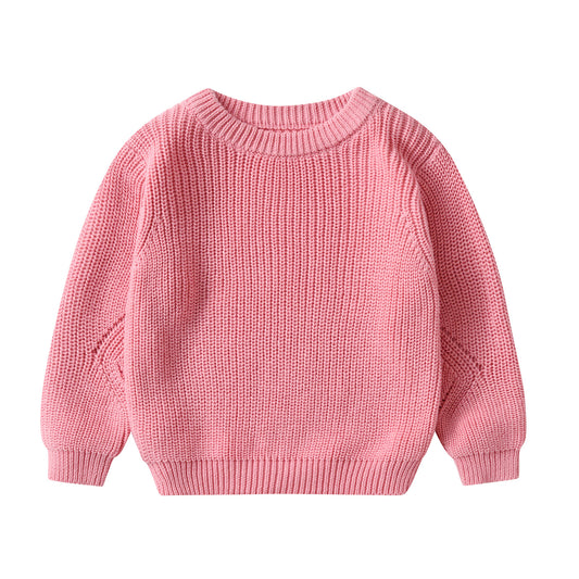 Girls Thermal Cotton Knit Pullover | 5 Colours, Sizes 80–130cm