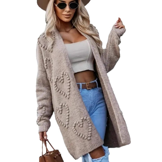 Women's Plus Size Drop Shoulder Cardigan Coat – Mid-Length | XL–5XL