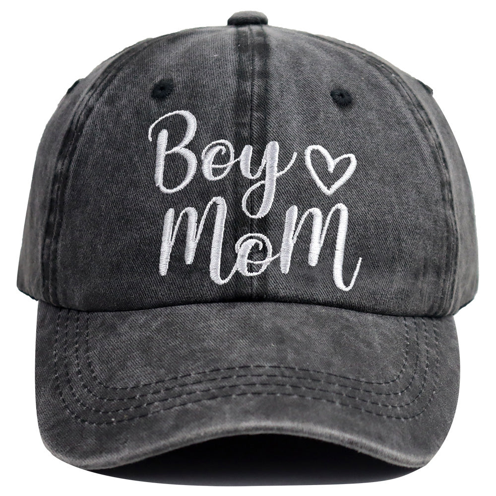Boy Mom Embroidered Ponytail Baseball Cap | Adjustable Cotton Hat for Women