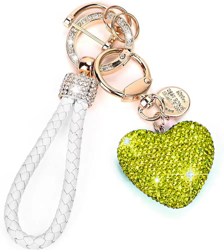 Crystal Heart Rhinestone Keychain | Zinc Alloy Charm | 8 Colours