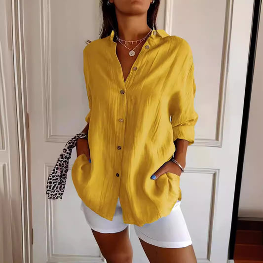 Women's Loose Fit Long Sleeve Cardigan Shirt | 13 Colours | XS–5XL