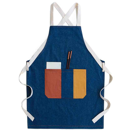 Baking & Art Apron – Unisex Kitchen & Craft Apron in Yellow, Blue & Brick