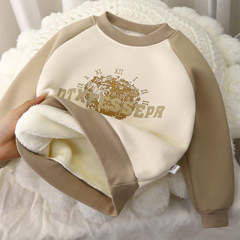 Children's Cartoon Fleece Pullover Sweatshirt | Thickened Winter Top