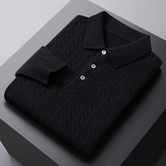 Men's Jacquard Knit Polo Sweater | Viscose Blend