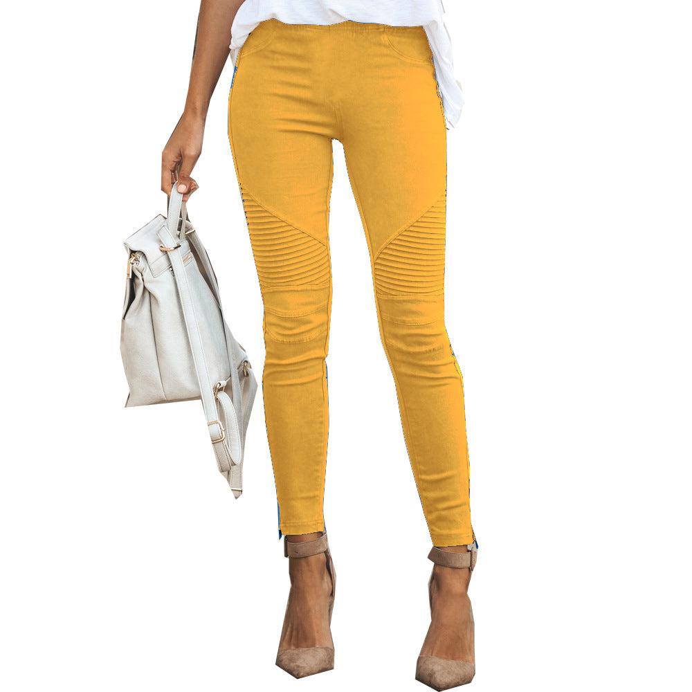 Women's Low-Rise Slim-Fit Cotton Stretch Trousers | 10 Colours | S-5XL