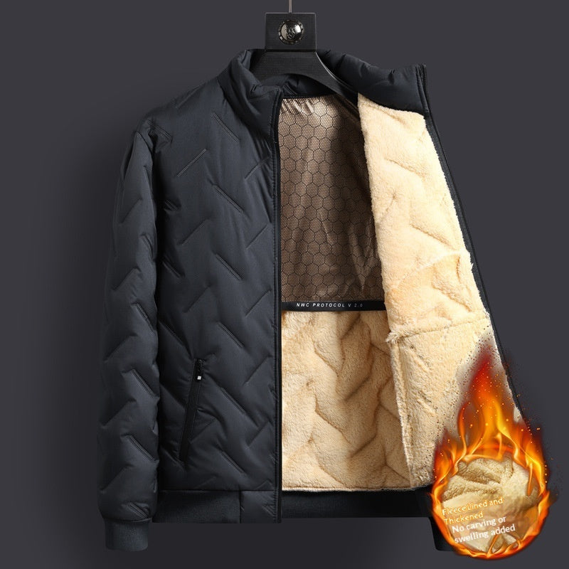 Men's Mid-Length Corduroy Padded Coat - Cotton-Lined Winter Jacket