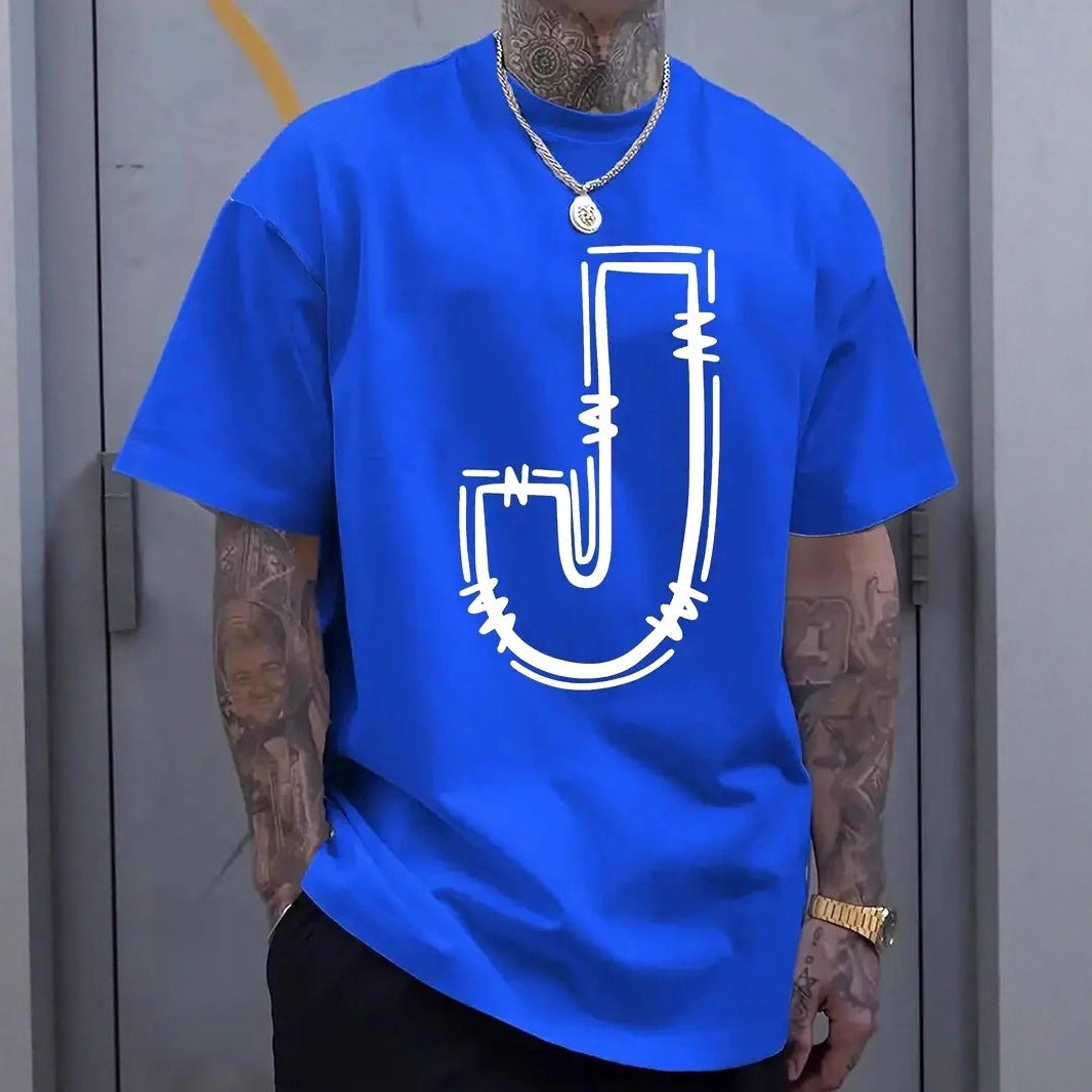 Men's Printed Crew-Neck T-Shirt - Short Sleeve Cotton Graphic Tee 5 Styles