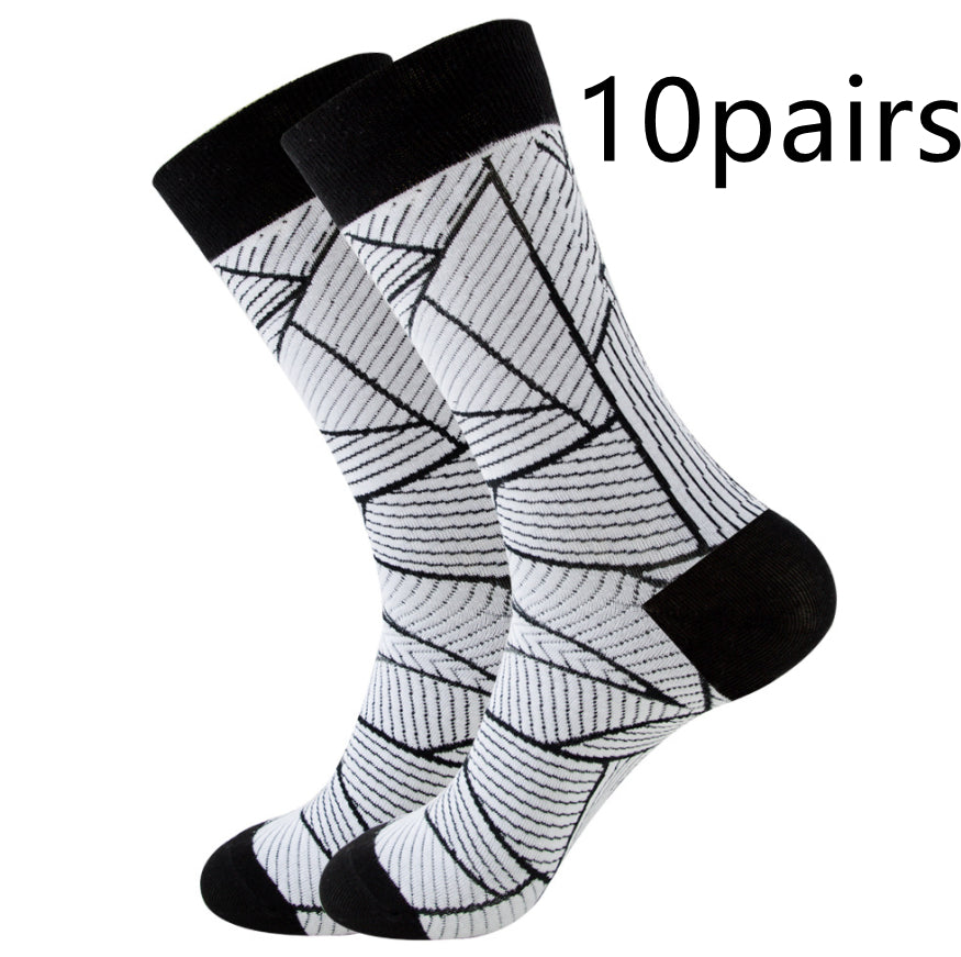Unisex Striped Jacquard Cotton Socks EU 38-45 – 1, 5 & 10-Pair Packs