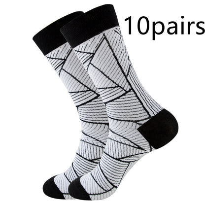 Unisex Striped Jacquard Cotton Socks EU 38-45 – 1, 5 & 10-Pair Packs
