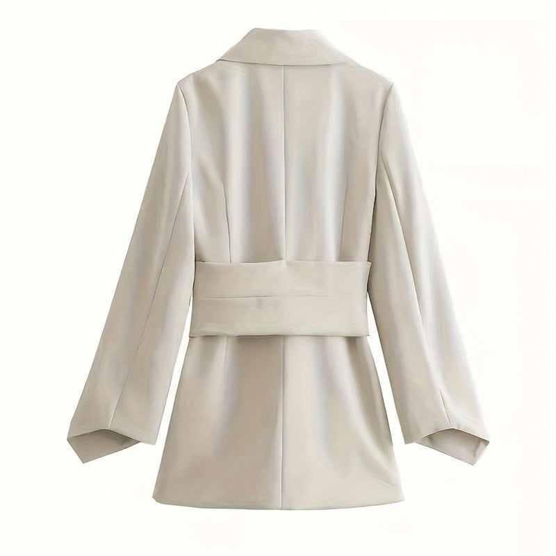 Women's Tie-Back Cardigan Coat – Mid-Length British Style