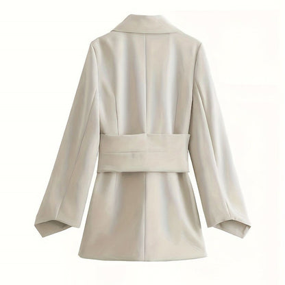 Women's Tie-Back Cardigan Coat – Mid-Length British Style