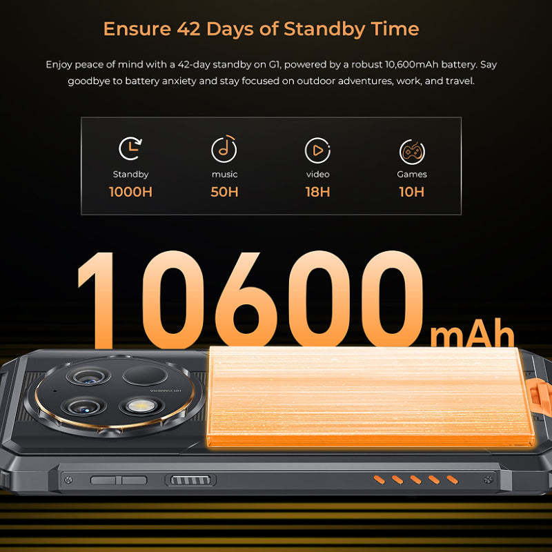 OUKITEL G1 Unlocked Smartphone | Rugged Mobile Phone in Grey, Green & Orange