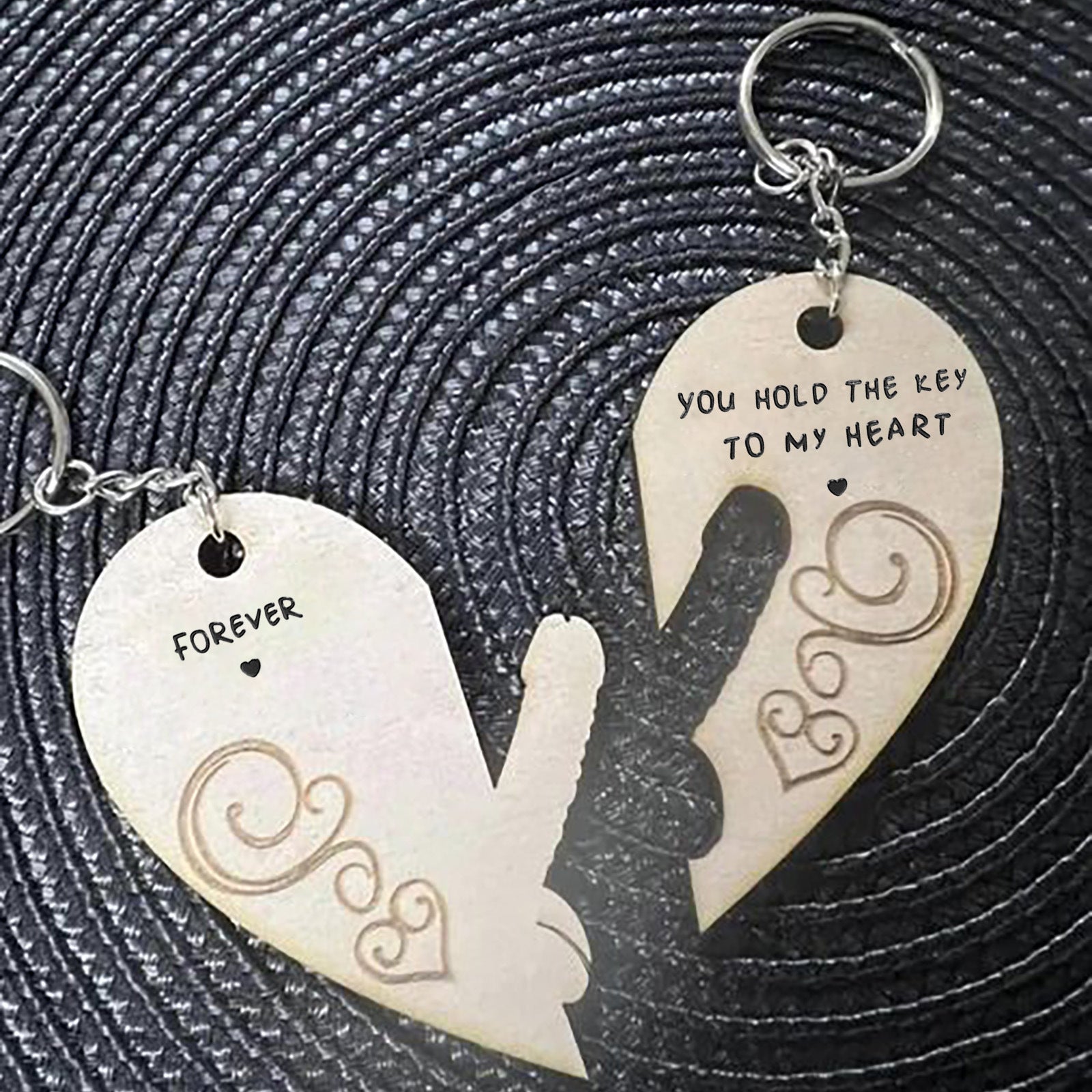 Engraved Wooden Love Couple Keychain | Romantic Gift Set