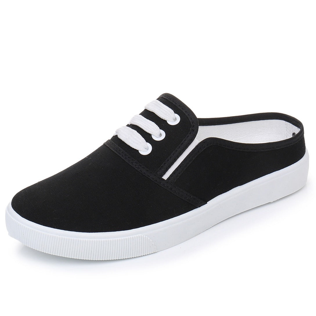 Women's Canvas Slip-On Flat Shoes – Full & Half Slipper Styles