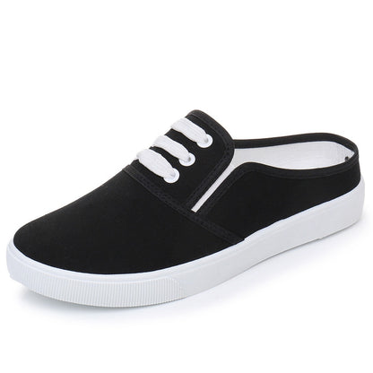 Women's Canvas Slip-On Flat Shoes – Full & Half Slipper Styles
