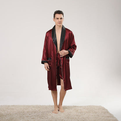 Men's Artificial Silk Robe & Shorts Set | Bold Print Loungewear