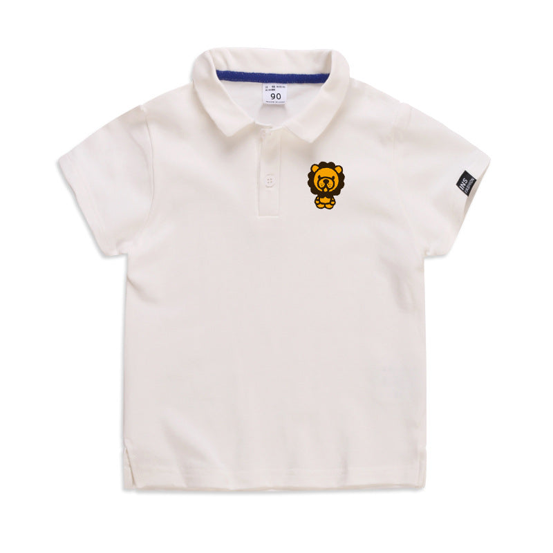 Children's Solid Colour Polo T-Shirt | Cotton Lapel Short Sleeve