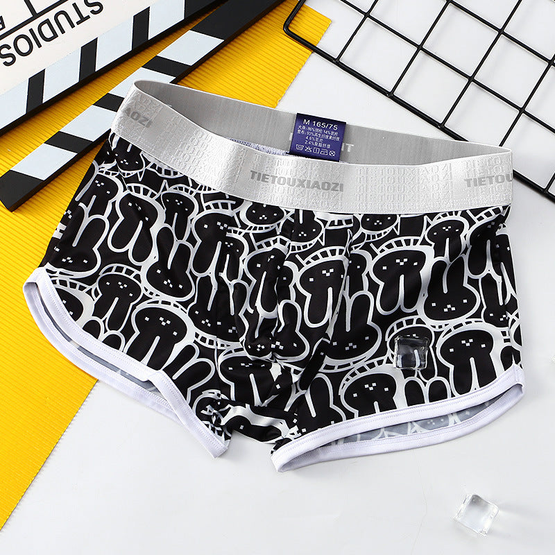 Men's Ice Silk Animal Print Boxer Briefs – Quick-Dry Breathable 5 Colours