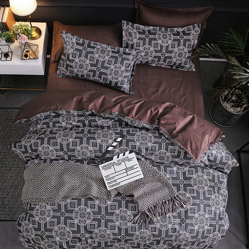 Geometric Ramie Duvet Cover Set – 3-Piece Antibacterial Bedding