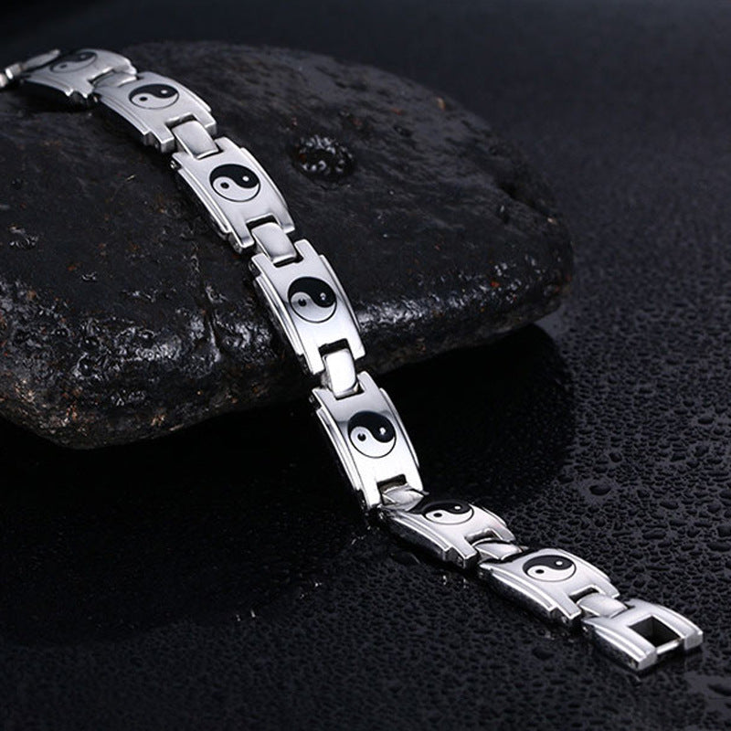 Men's Titanium Steel Bracelet – Haematite Geometric Bangle