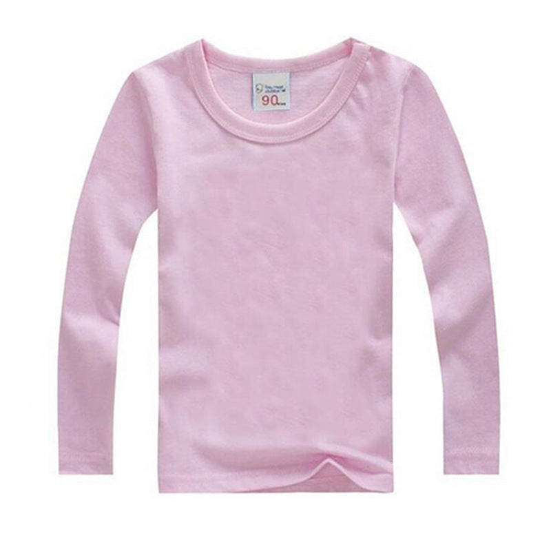 Kids Solid Colour Long Sleeve Cotton T-Shirt – 8 Colours