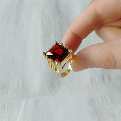 Square Zircon Crystal Geometric Ring
