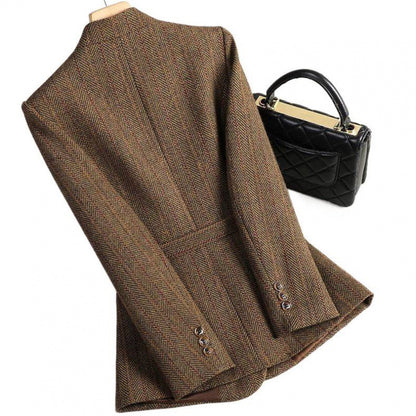 Women's Chenille Princess Sleeve Coat – High-Waist | Brown & Grey