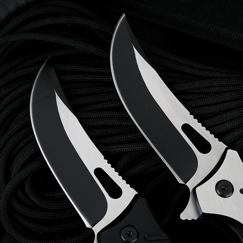 3Cr13 Steel Folding Pocket Knife – 56HRC Camping & Survival Knife Back Clip White & Black