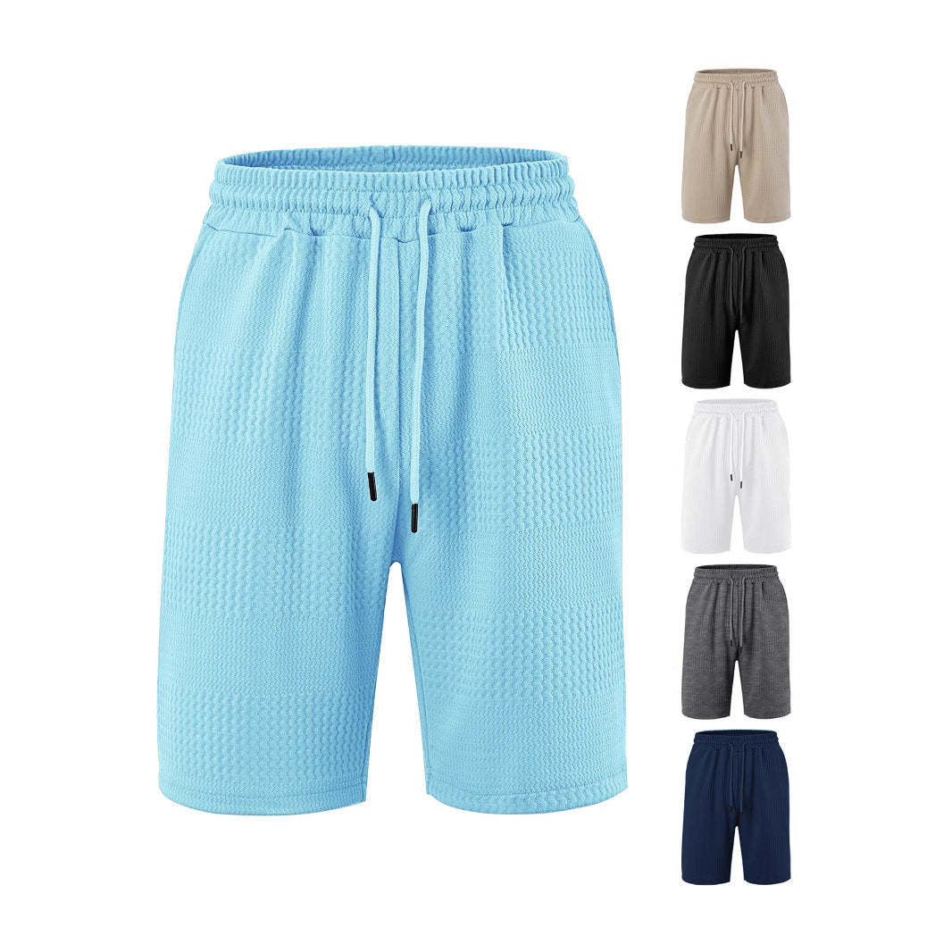 Men's Jacquard Stripe Casual Shorts | Polyester Loose Fit S-3XL
