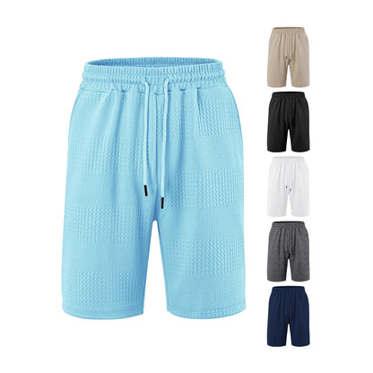 Men's Jacquard Stripe Casual Shorts | Polyester Loose Fit S-3XL