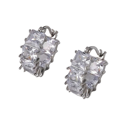 Crystal Zircon Ear Clips | Copper Electroplated Earrings for Women