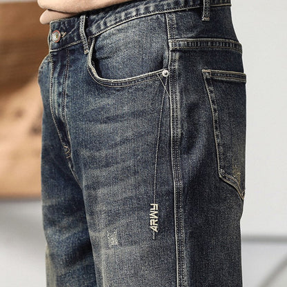 Men's Loose-Fit High-Waist Denim Jeans – Classic Blue, Waist Sizes 28–36