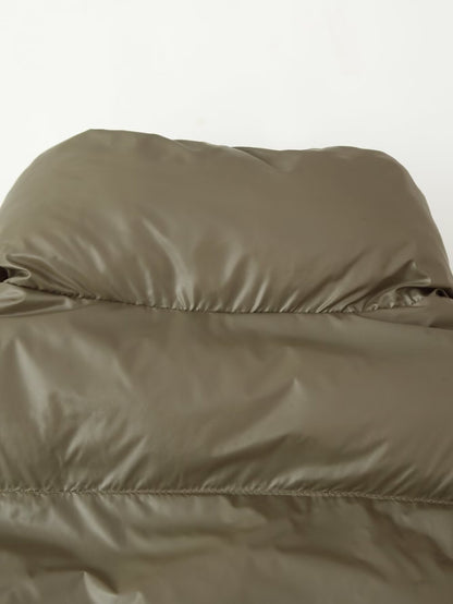 Women's Olive Green Quilted Padded Jacket - Button Front