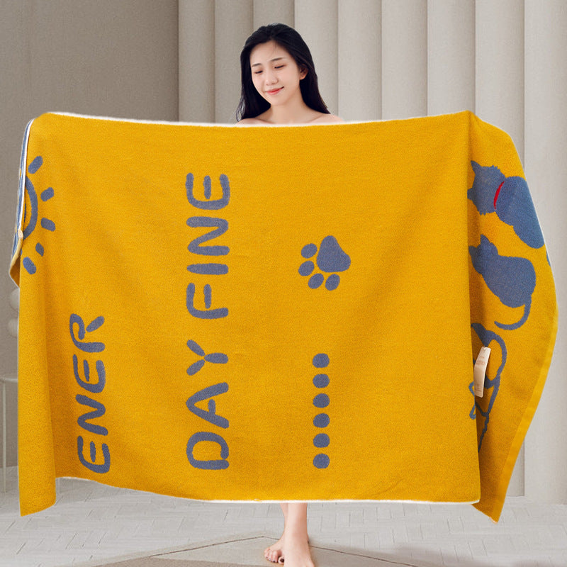 Animal Print Jacquard Cotton Bath Towel | Dogs, Cats & Rabbits | 2 Colours