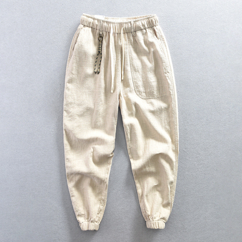 Men's Cotton-Linen Tapered Cropped Trousers | 5 Colours M-4XL