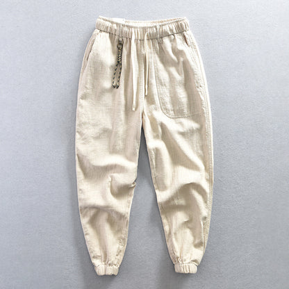 Men's Cotton-Linen Tapered Cropped Trousers | 5 Colours M-4XL