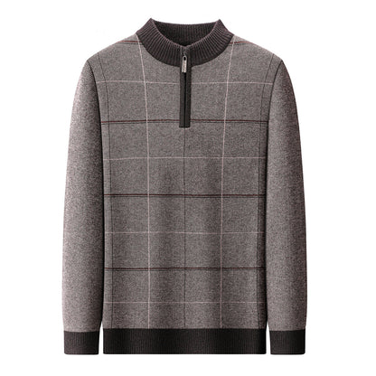 Men's Plaid Half-Zip Knit Sweater | Thick Stretch Fit | JParker