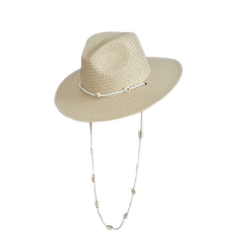 Women's Papyrus Conical Sun Hat with Shell Chain | Bohemian Summer Hat