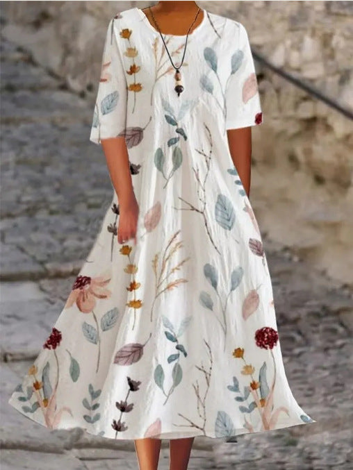 Women's Floral Print Long Sleeve Round Neck Dress | 14 Styles
