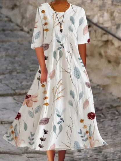 Women's Floral Print Long Sleeve Round Neck Dress | 14 Styles