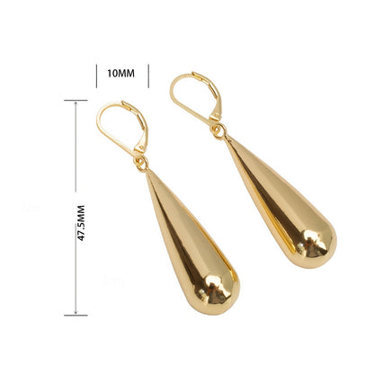 Long Teardrop Drop Earrings | Electroplated Stainless Steel Earrings for Women