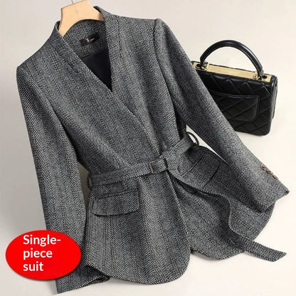 Women's Chenille Princess Sleeve Coat – High-Waist | Brown & Grey