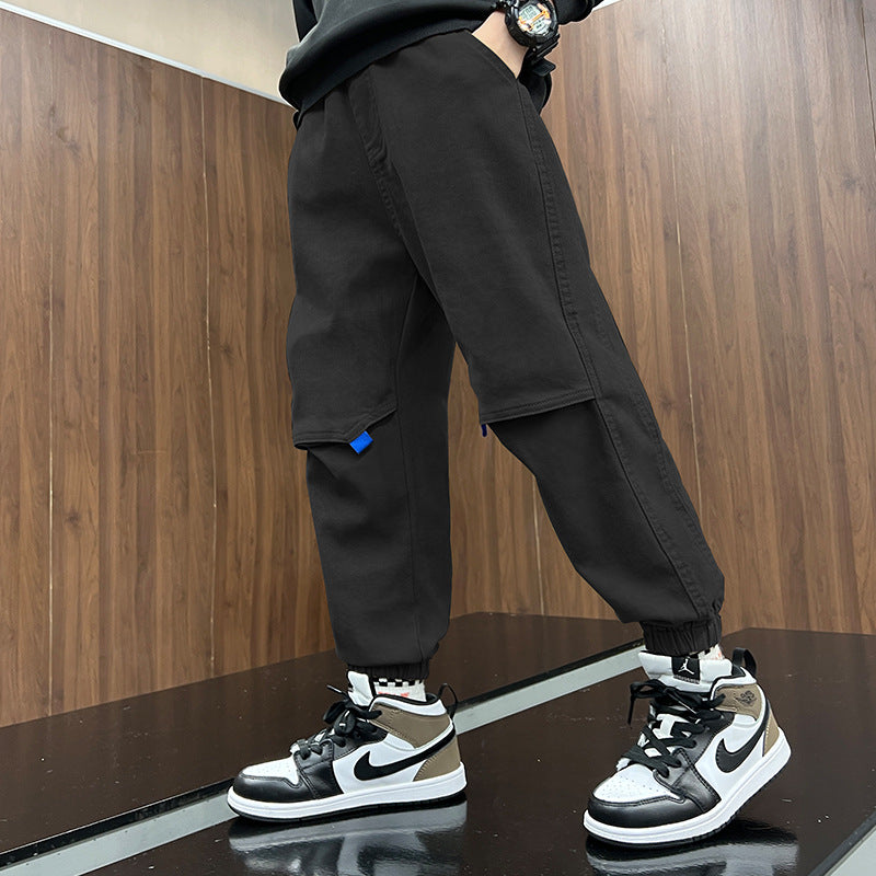 Boys Cotton Cargo Trousers | Multi-Pocket Casual Pants | Heights 110-170cm
