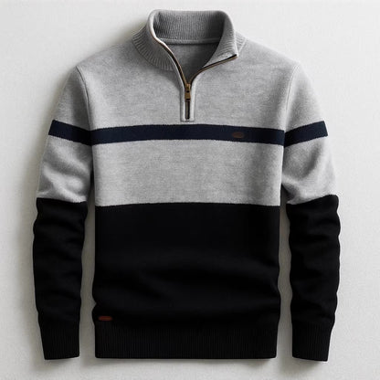 Men's Slim Fit Striped Pullover Sweater Stand Collar S-3XL