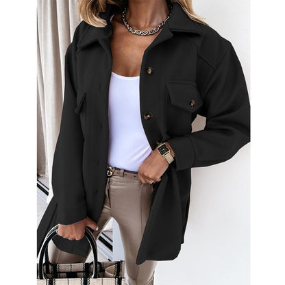 Women's Lapel Wool-Style Coat – Mid-Length, 8 Colours, Sizes S–3XL