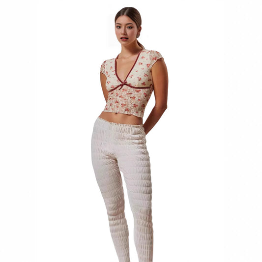 Women's Bow-Knot Short-Sleeve Top | Casual Polyester T-Shirt