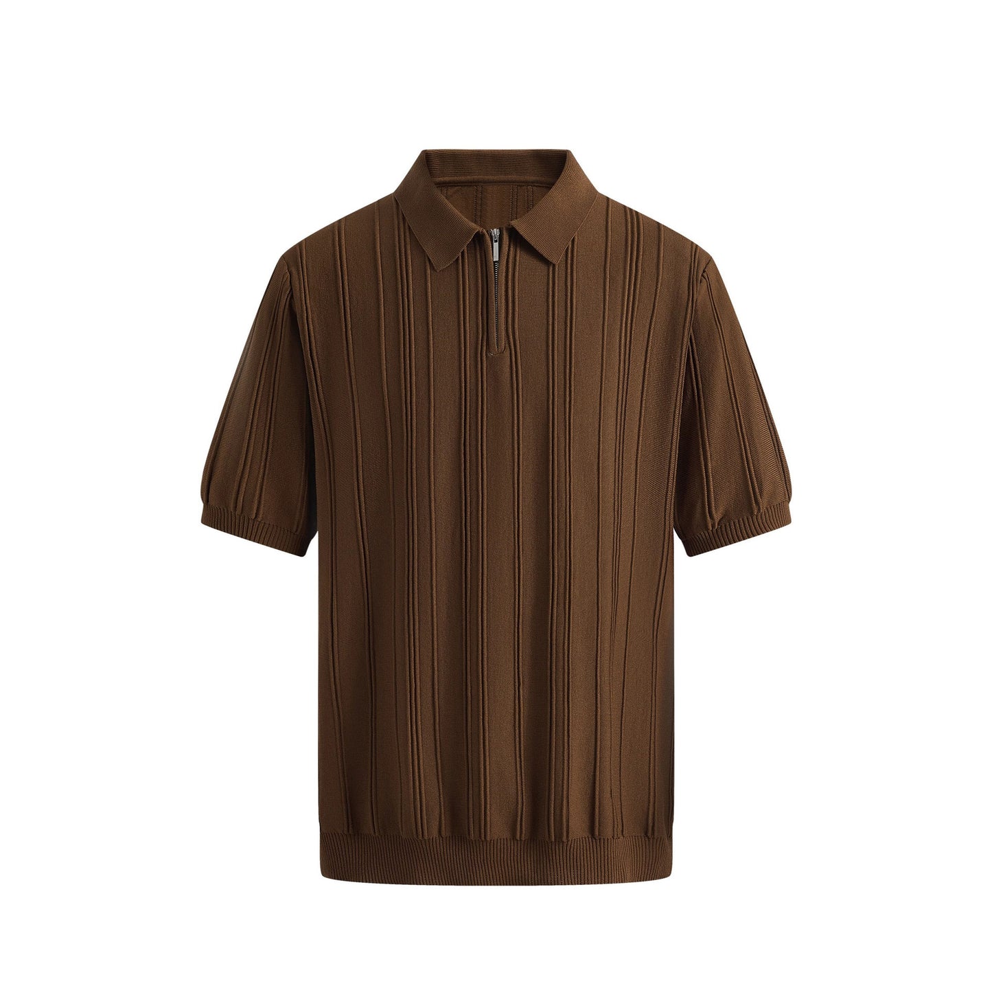 Men's Half-Zip Knitted Short Sleeve Sweater | Slim Fit