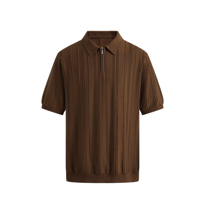 Men's Half-Zip Knitted Short Sleeve Sweater | Slim Fit