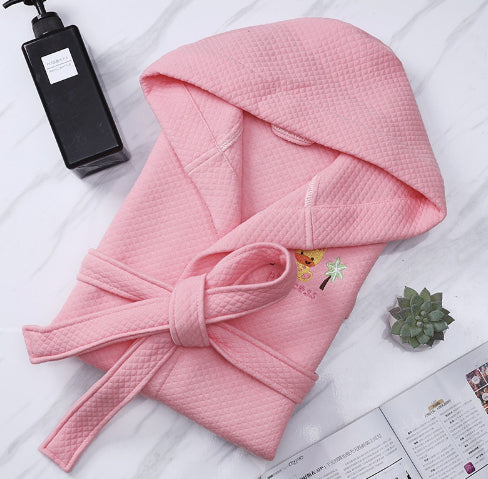 Children's Cotton Bathrobe | Hooded Wearable Towel for Boys & Girls